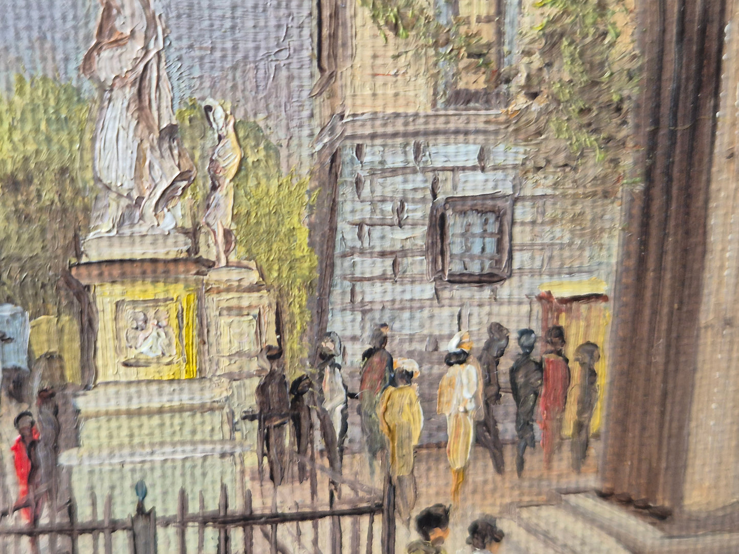 Ölgemälde Handsigniert Stadtbild Belebte Fußgängerzone Kuchel (XX)