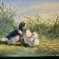 Ölgemälde Handsigniert Enten Hohes Gras Landschaft A. Müller (XX) 15x21cm