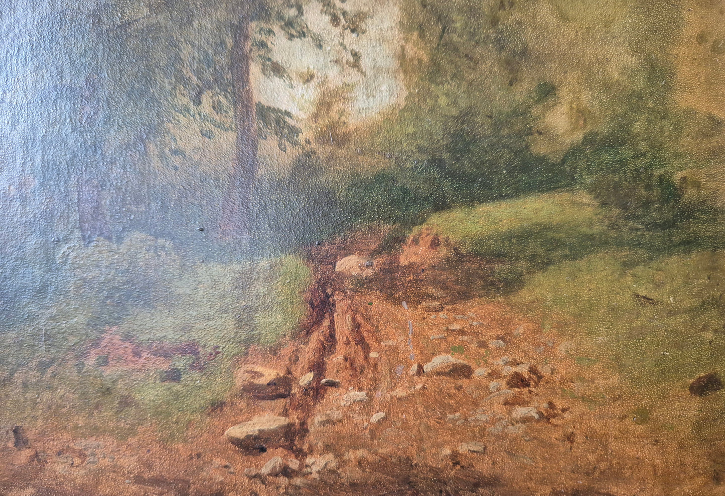 Ölgemälde Landschaft mit Pfad Deutsche Schule (XIX-XX) Gerahmt 28x35cm
