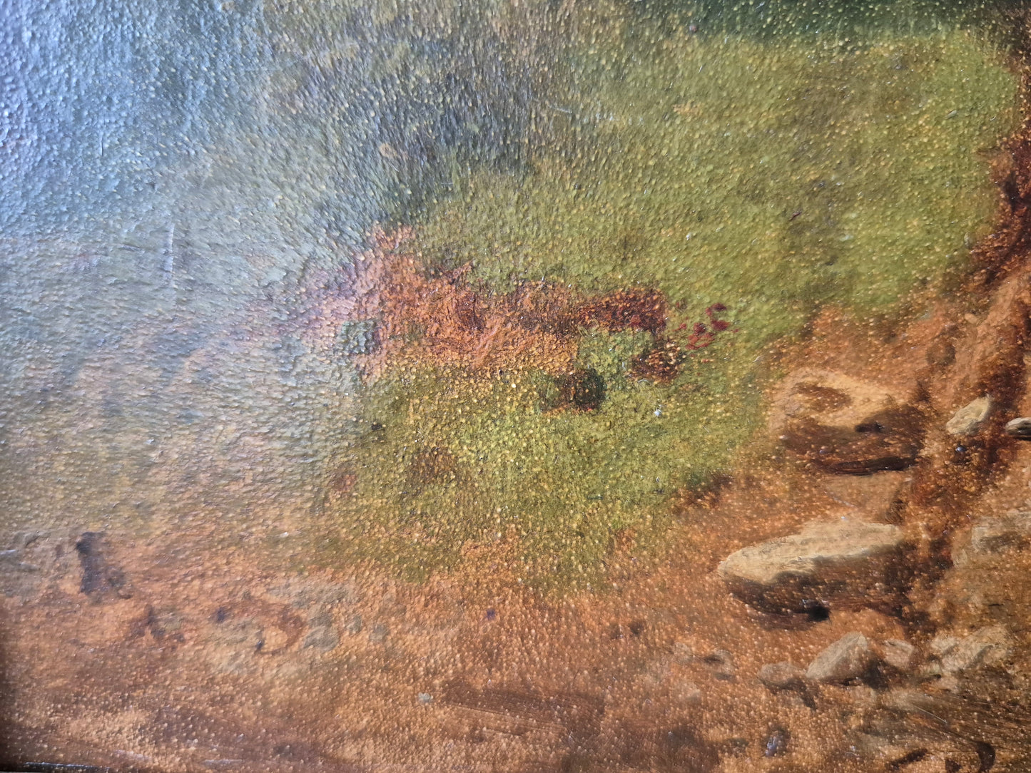 Ölgemälde Landschaft mit Pfad Deutsche Schule (XIX-XX) Gerahmt 28x35cm