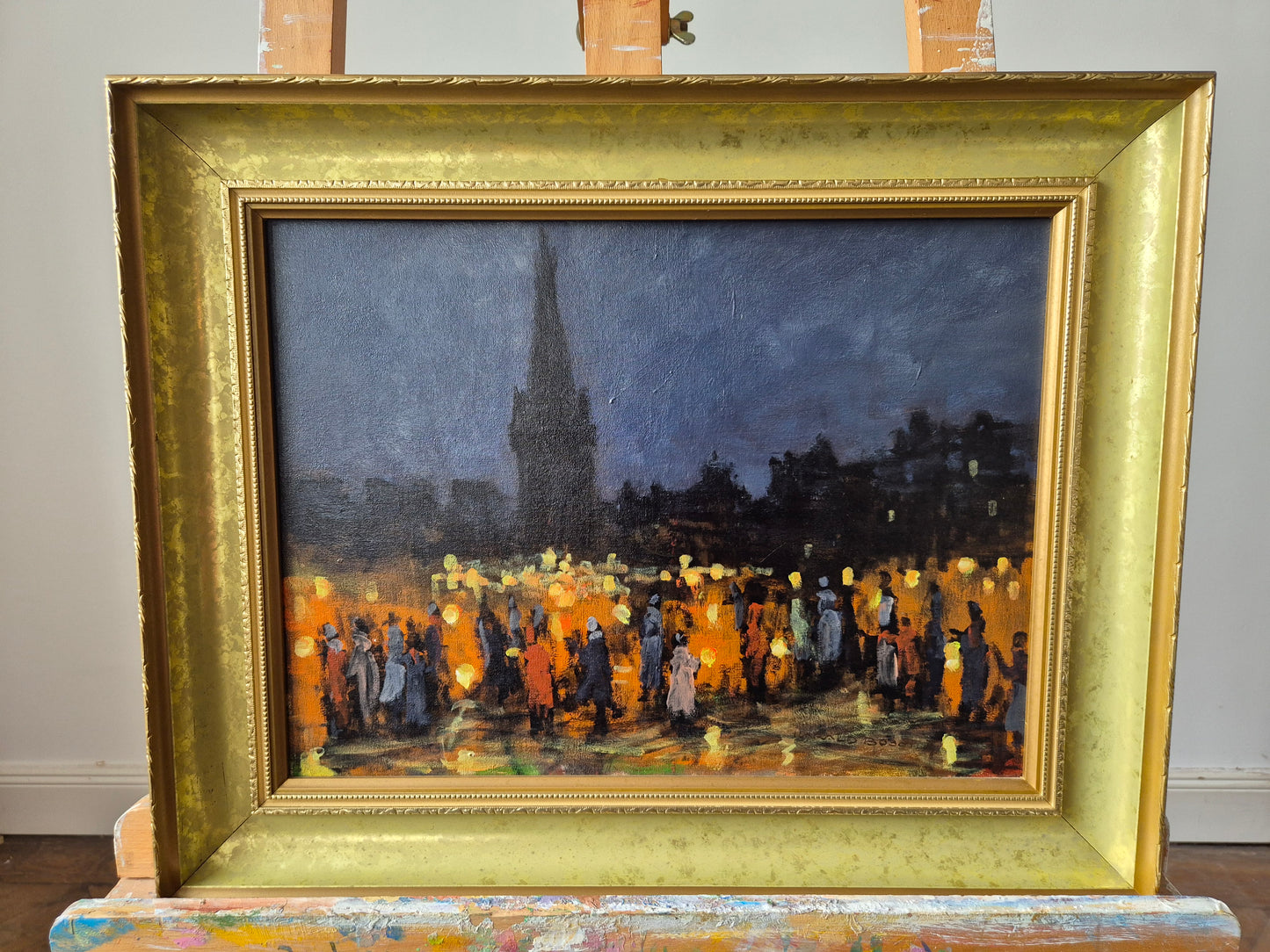 Harald Gosch (geb. 1945) Ölgemälde Sankt Martins Zug Köln 41x51 cm