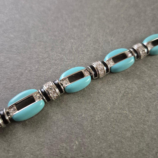 Elegantes Silberfarben Armband mit türkisfarbenen Elementen