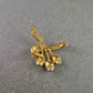 Goldfarbene Blumen Brosche mit roten Emaille-Blüten und Strass