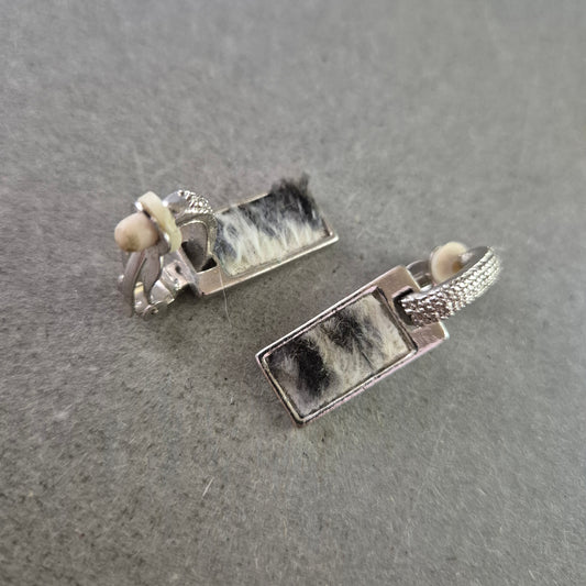 Vintage Ohrclips mit Fell-Einsatz – Elegantes Retro Design