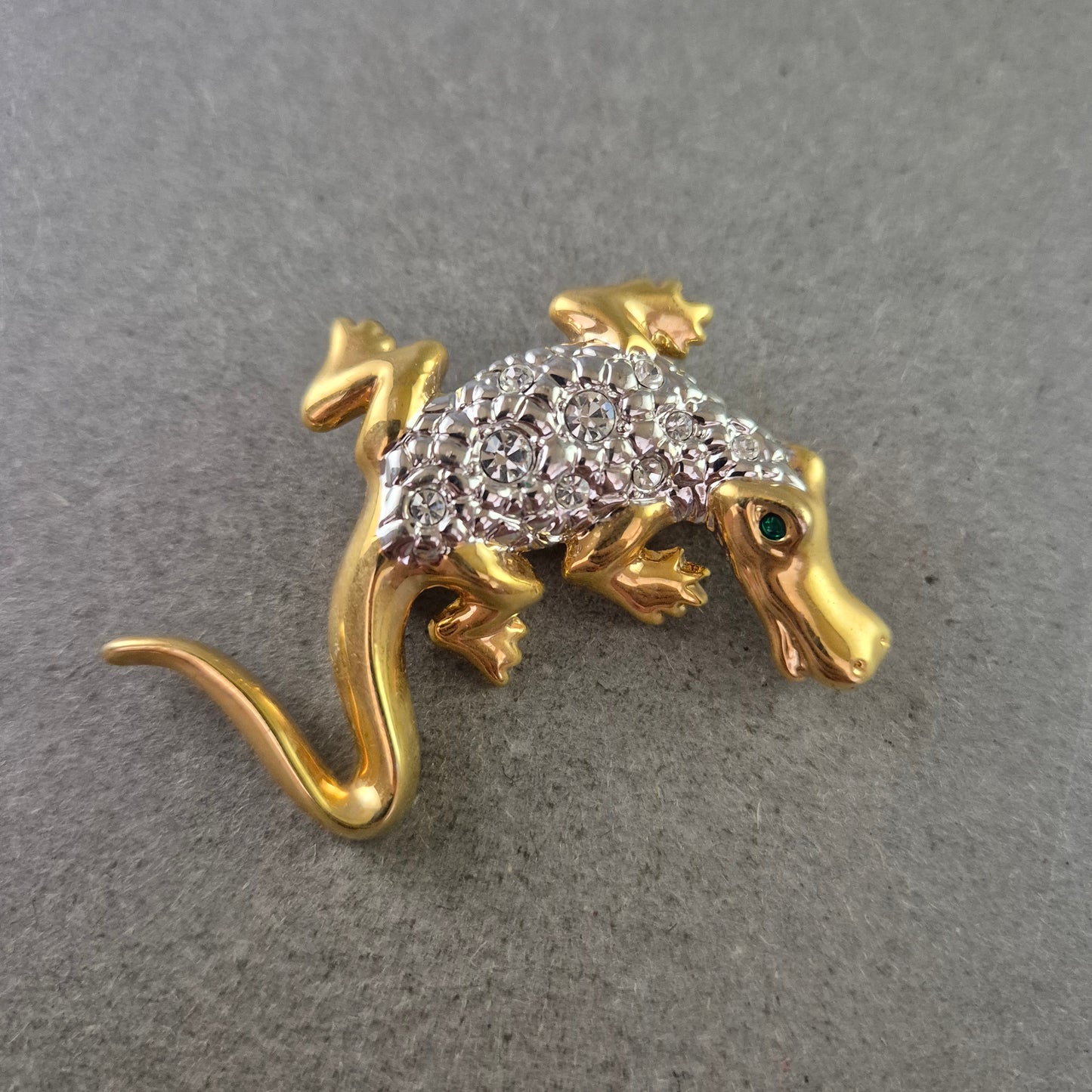 Tier Brosche Krokodil – Vergoldet mit Strass