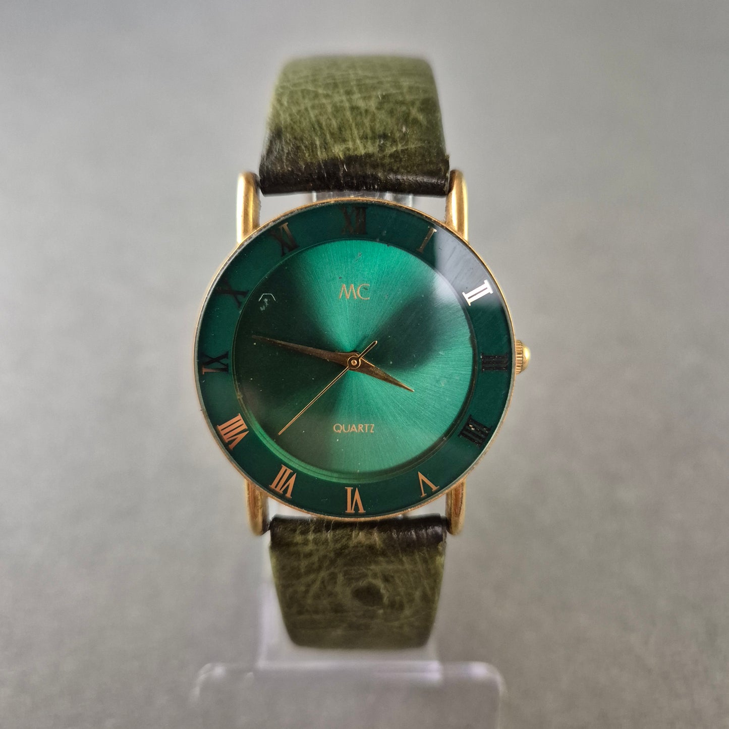 MC Damen Uhr – Quarzwerk mit grünem Lederarmband