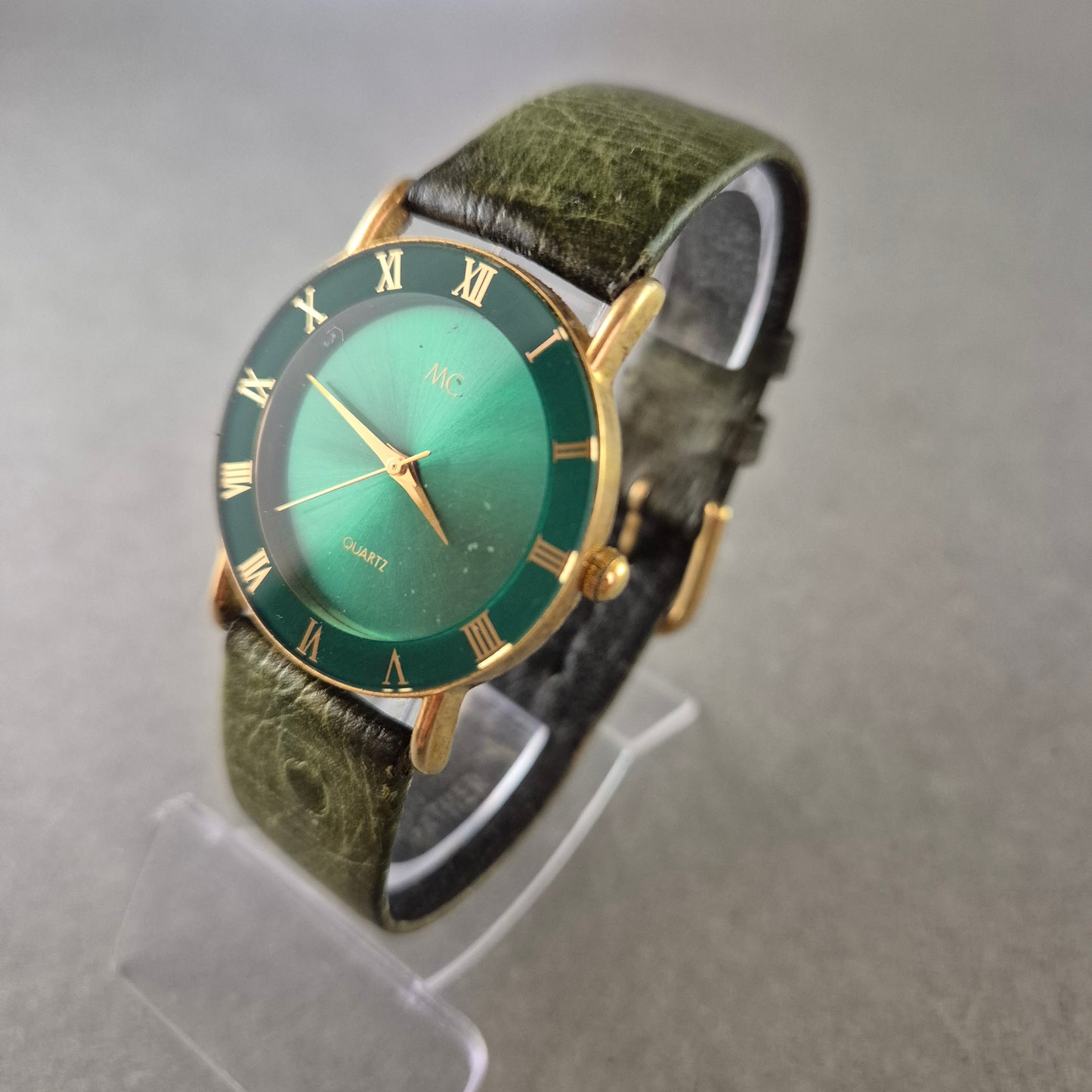 MC Damen Uhr – Quarzwerk mit grünem Lederarmband