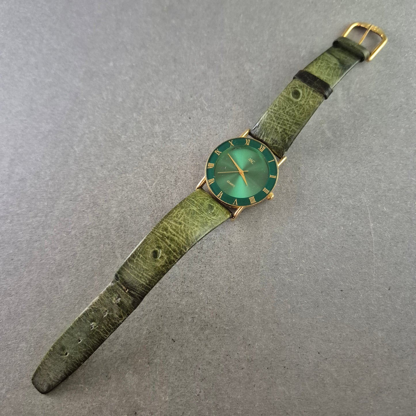 MC Damen Uhr – Quarzwerk mit grünem Lederarmband