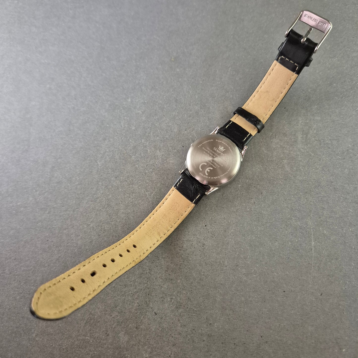 Sempre Herren Uhr – Schwarzes Zifferblatt mit Lederarmband