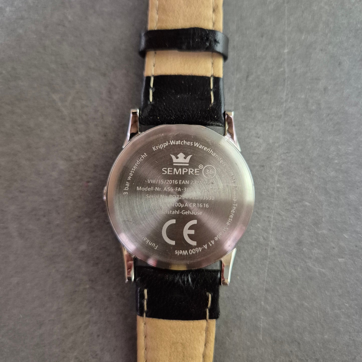 Sempre Herren Uhr – Schwarzes Zifferblatt mit Lederarmband