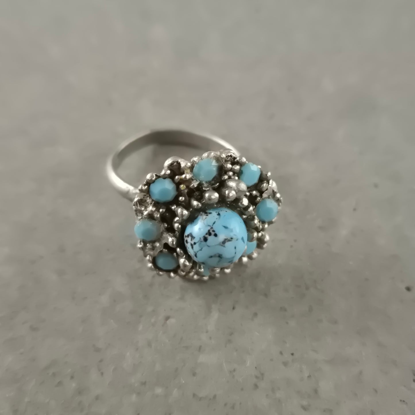 Vintage Ring – Silber mit türkisen Steinen
