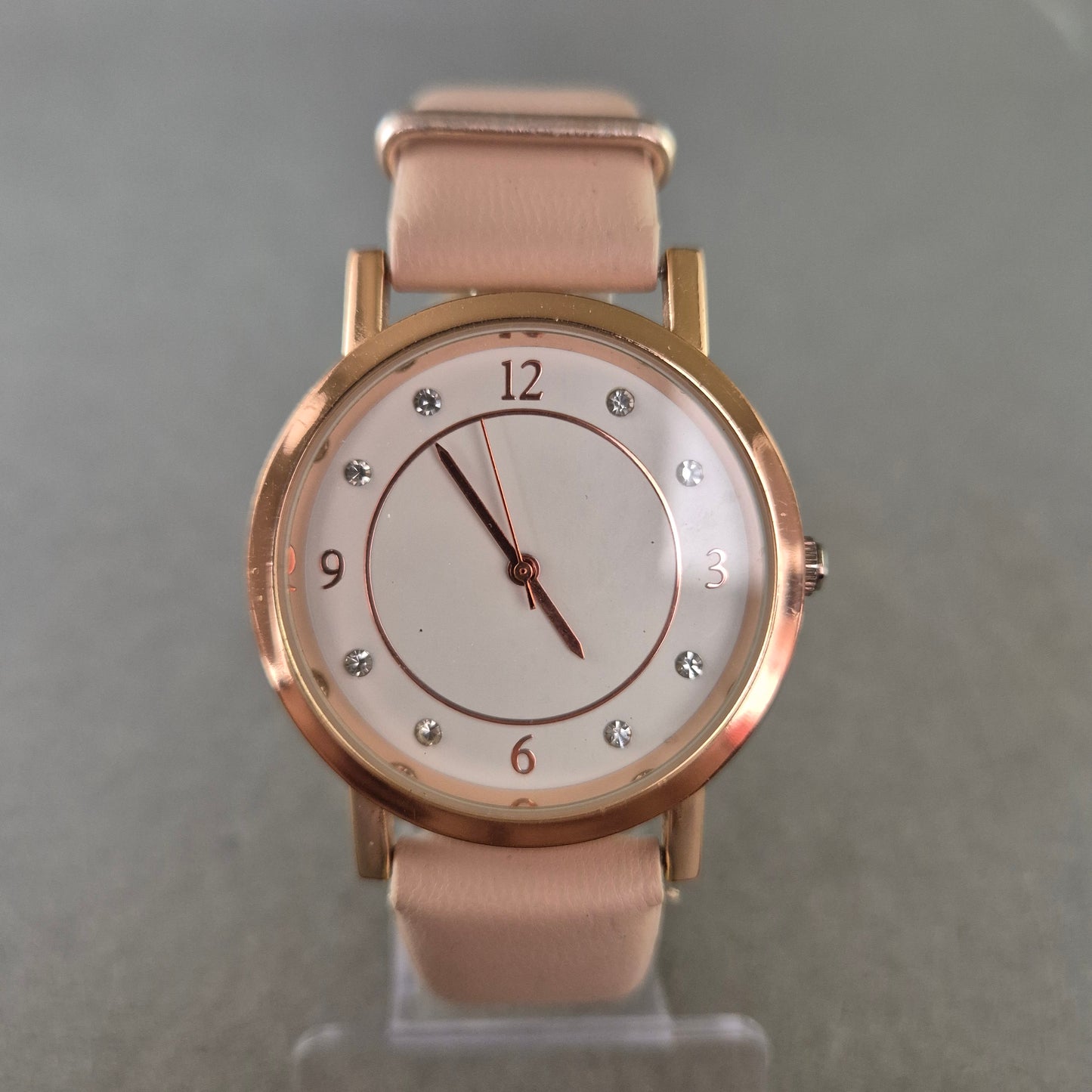 LBVYR Damen Uhr – Roségold mit Strass und Lederarmband
