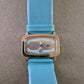 MC Damen Uhr – Rechteckiges Design mit blauem Lederarmband