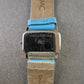 MC Damen Uhr – Rechteckiges Design mit blauem Lederarmband