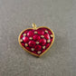 Herz Brosche/Anhänger – Rotes Emaille-Design mit Schmucksteinen
