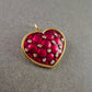 Herz Brosche/Anhänger – Rotes Emaille-Design mit Schmucksteinen