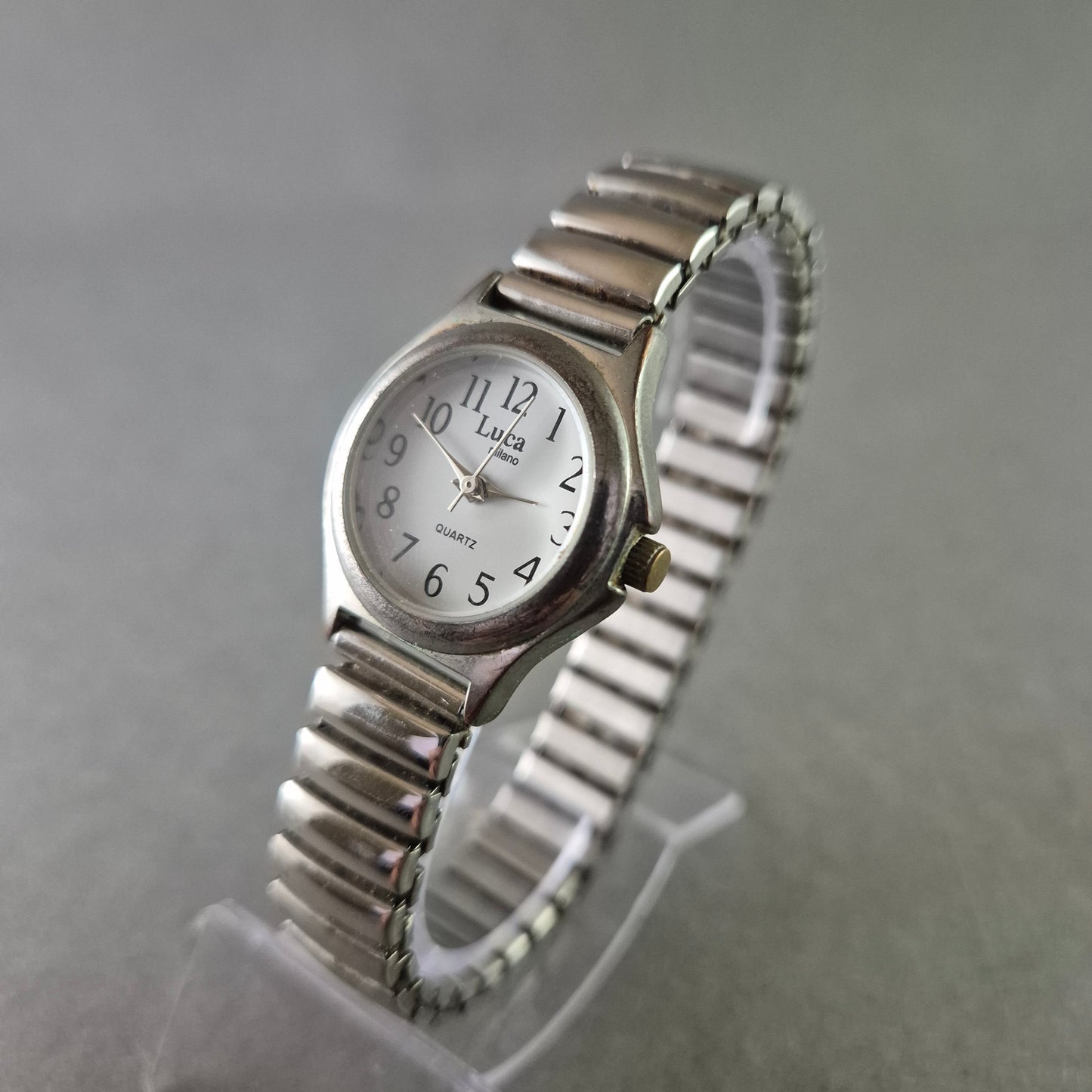 Luca Milano Damen Uhr – Edelstahl Quarzarmbanduhr mit Stretchband