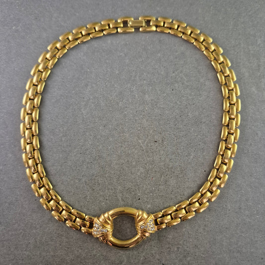 Goldfarbene Kette mit Zirkonia Element – Elegantes Collier