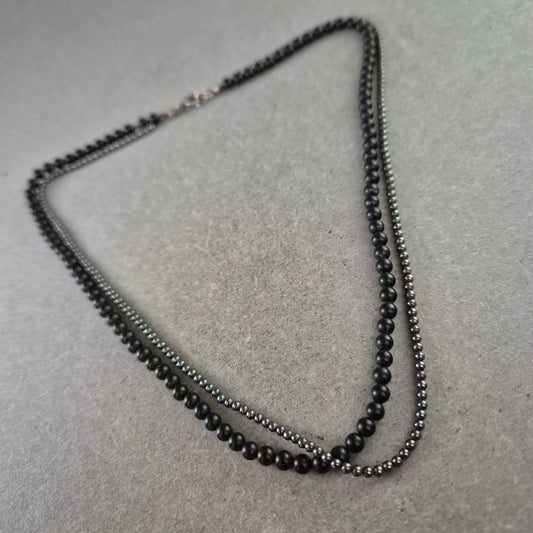 Doppelstrang Kette in Schwarz und Silberoptik – Eleganter Look