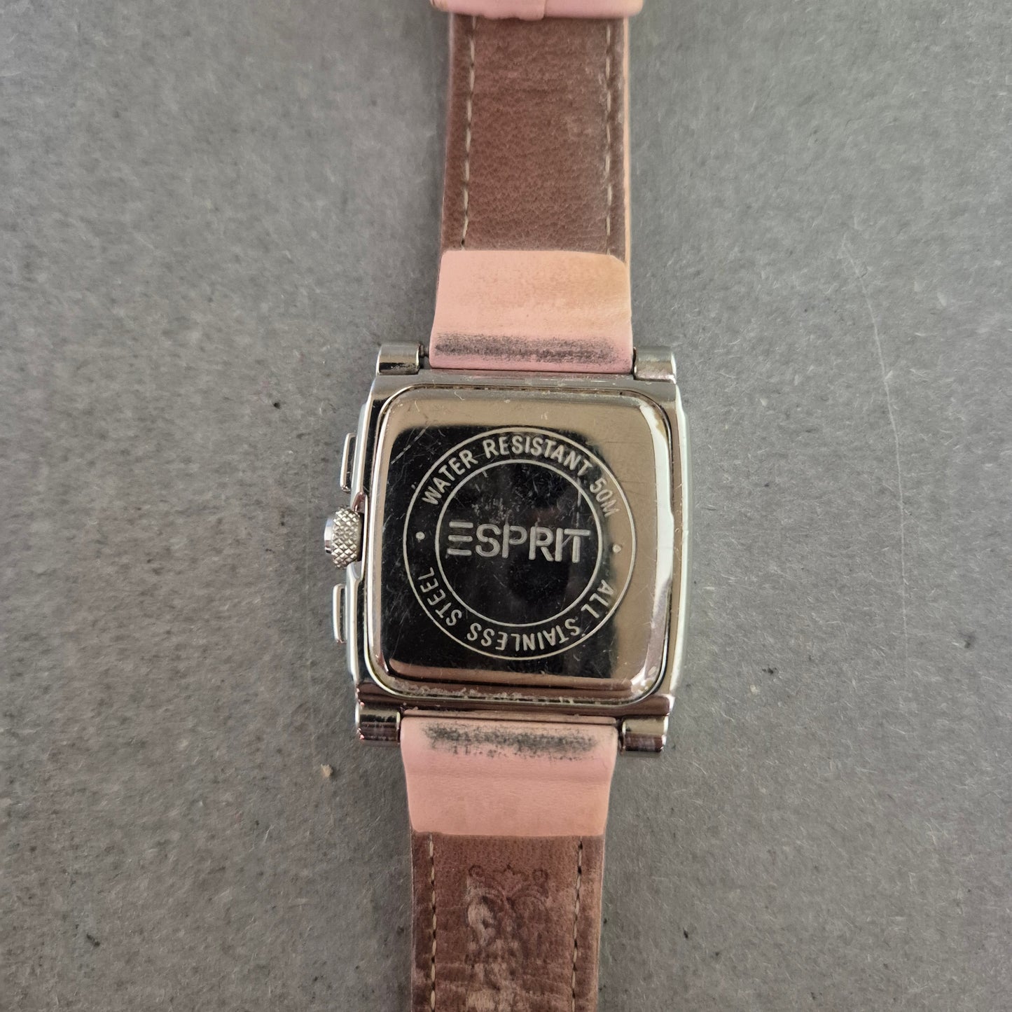 Esprit Damen Uhr mit rosa Lederarmband – Chronograph im modernen Look
