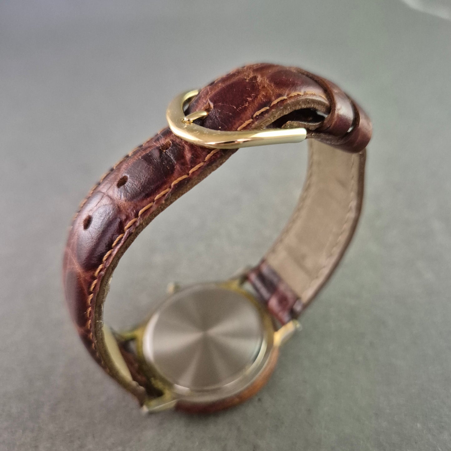 F&H Herren Uhr mit Holzlünette und braunem Lederarmband