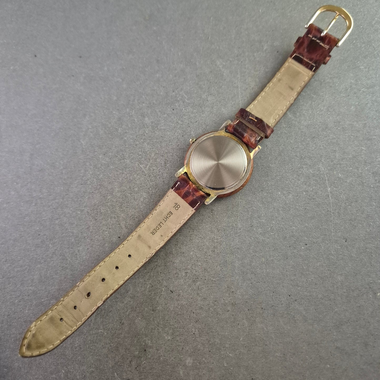 F&H Herren Uhr mit Holzlünette und braunem Lederarmband