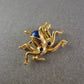 Goldfarbene Kraken Brosche mit blauen Steinen – Maritimer Eyecatcher
