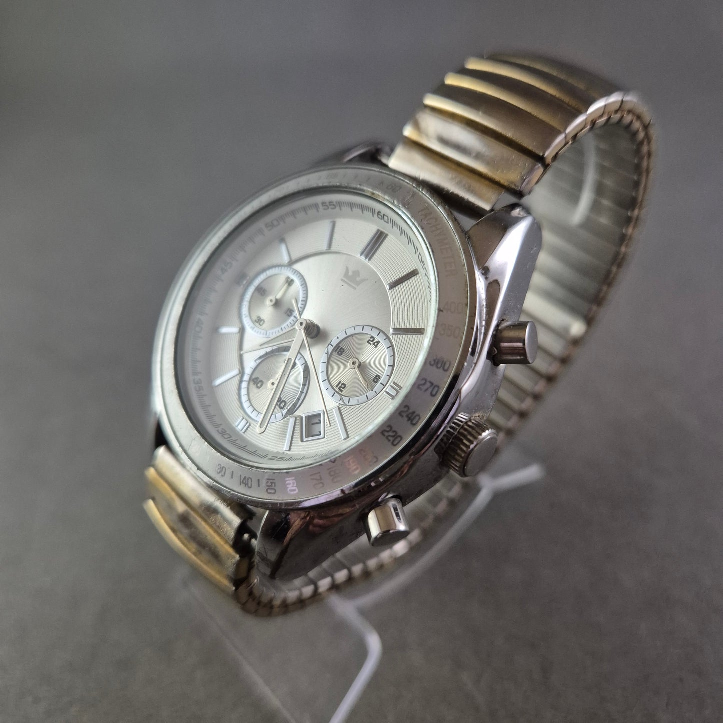 Sportliche Herren Uhr mit Chronograph & Stretcharmband – Silberoptik