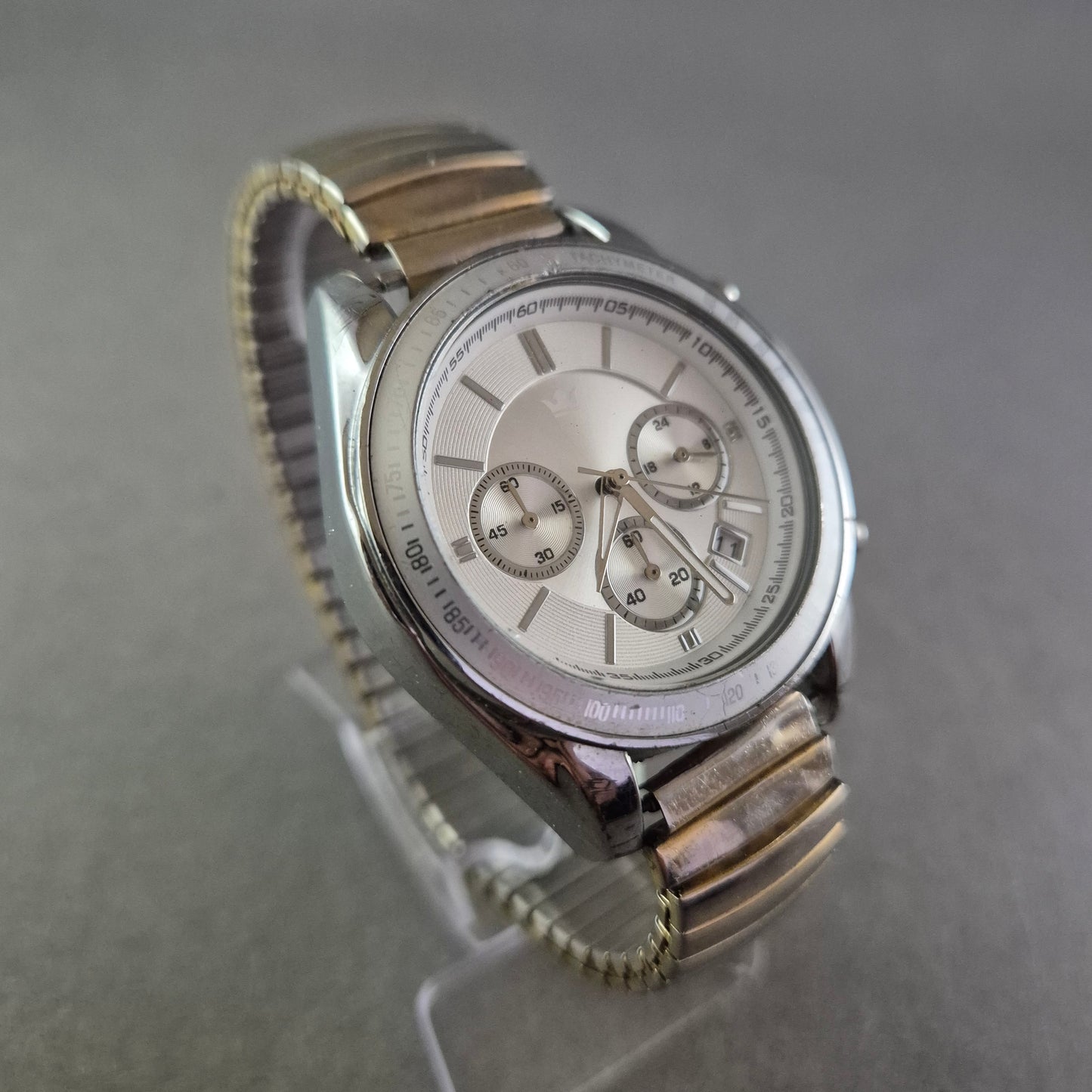 Sportliche Herren Uhr mit Chronograph & Stretcharmband – Silberoptik