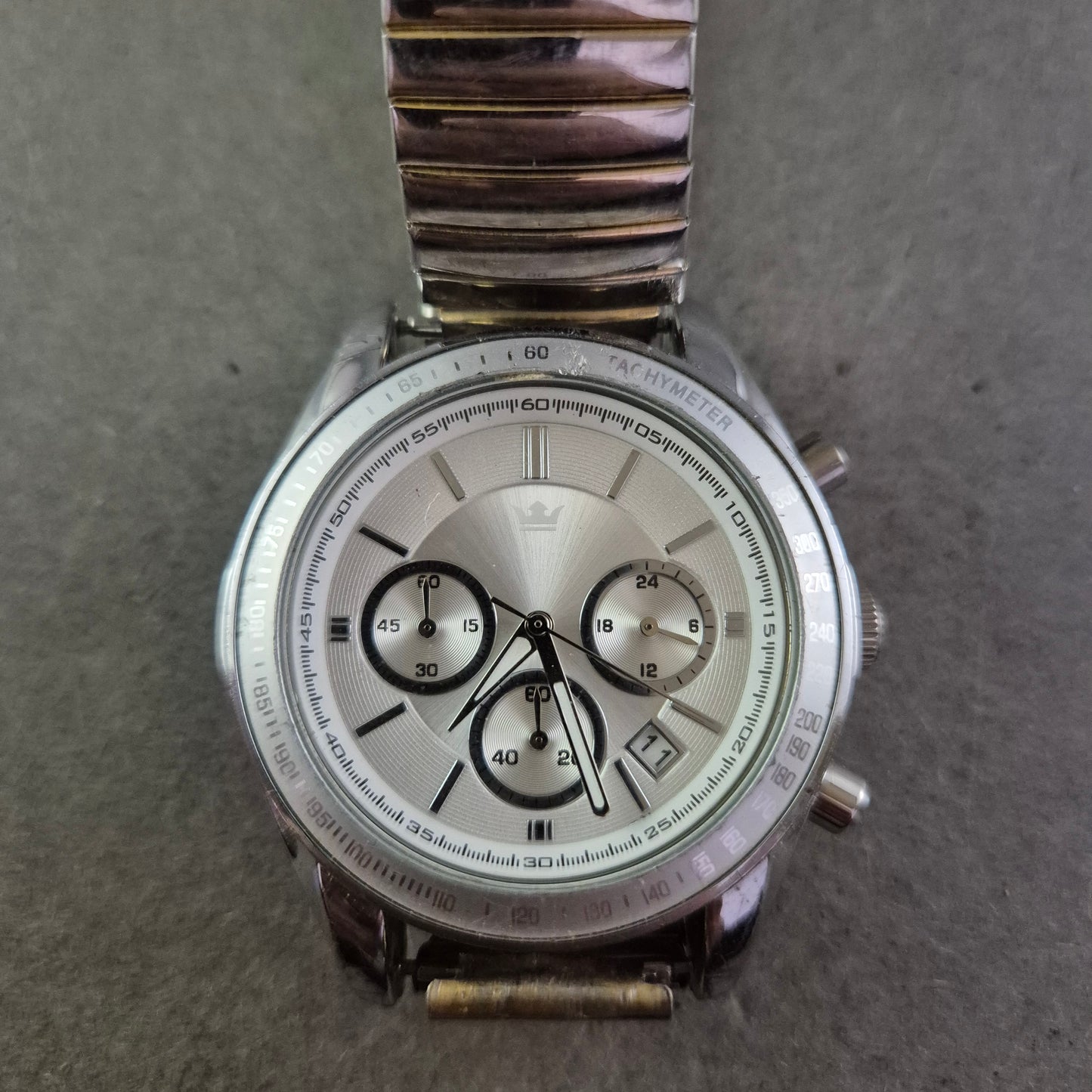 Sportliche Herren Uhr mit Chronograph & Stretcharmband – Silberoptik