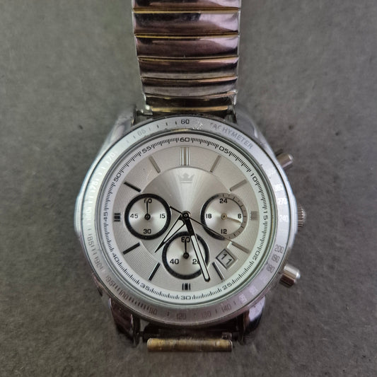 Sportliche Herren Uhr mit Chronograph & Stretcharmband – Silberoptik