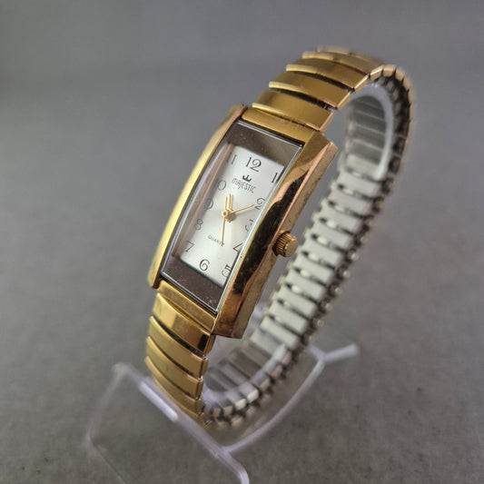 Majestic Damen Uhr – Rechteckiges Design in edlem Goldton