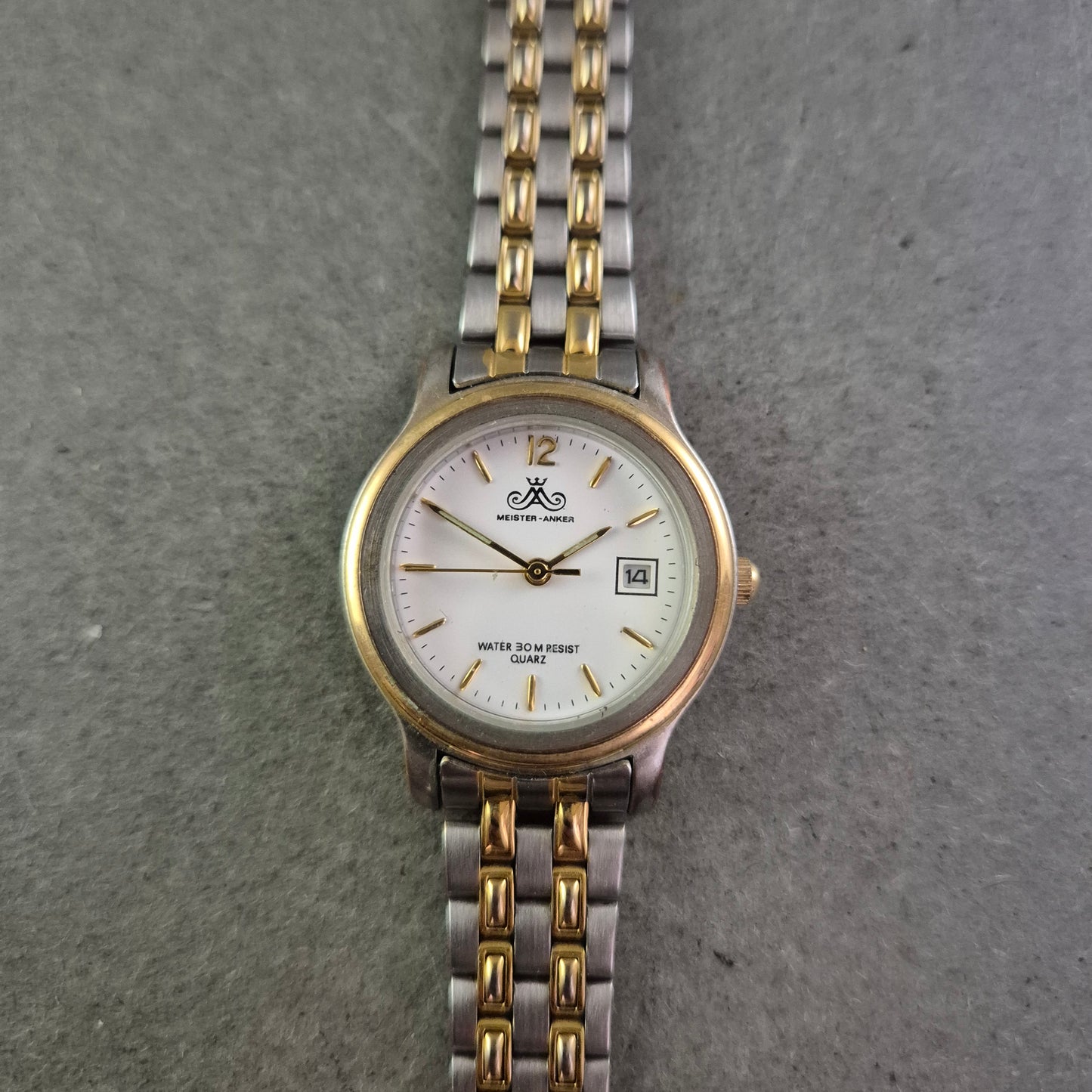Damen Uhr Meister Anker Bicolor-Design mit Datumsanzeige