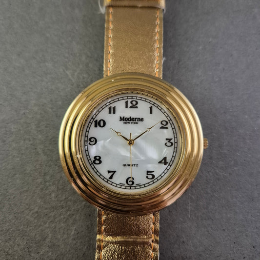 Damen Uhr Moderne New York Gold mit Perlmutt-Zifferblatt