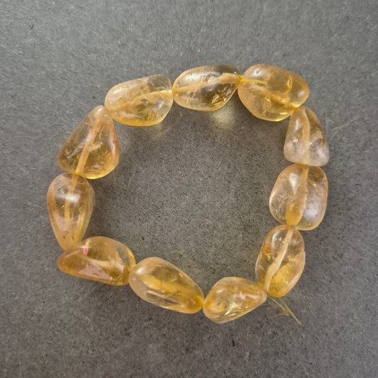 Damen Armband Naturstein Citrin Nuggets auf Stretchband