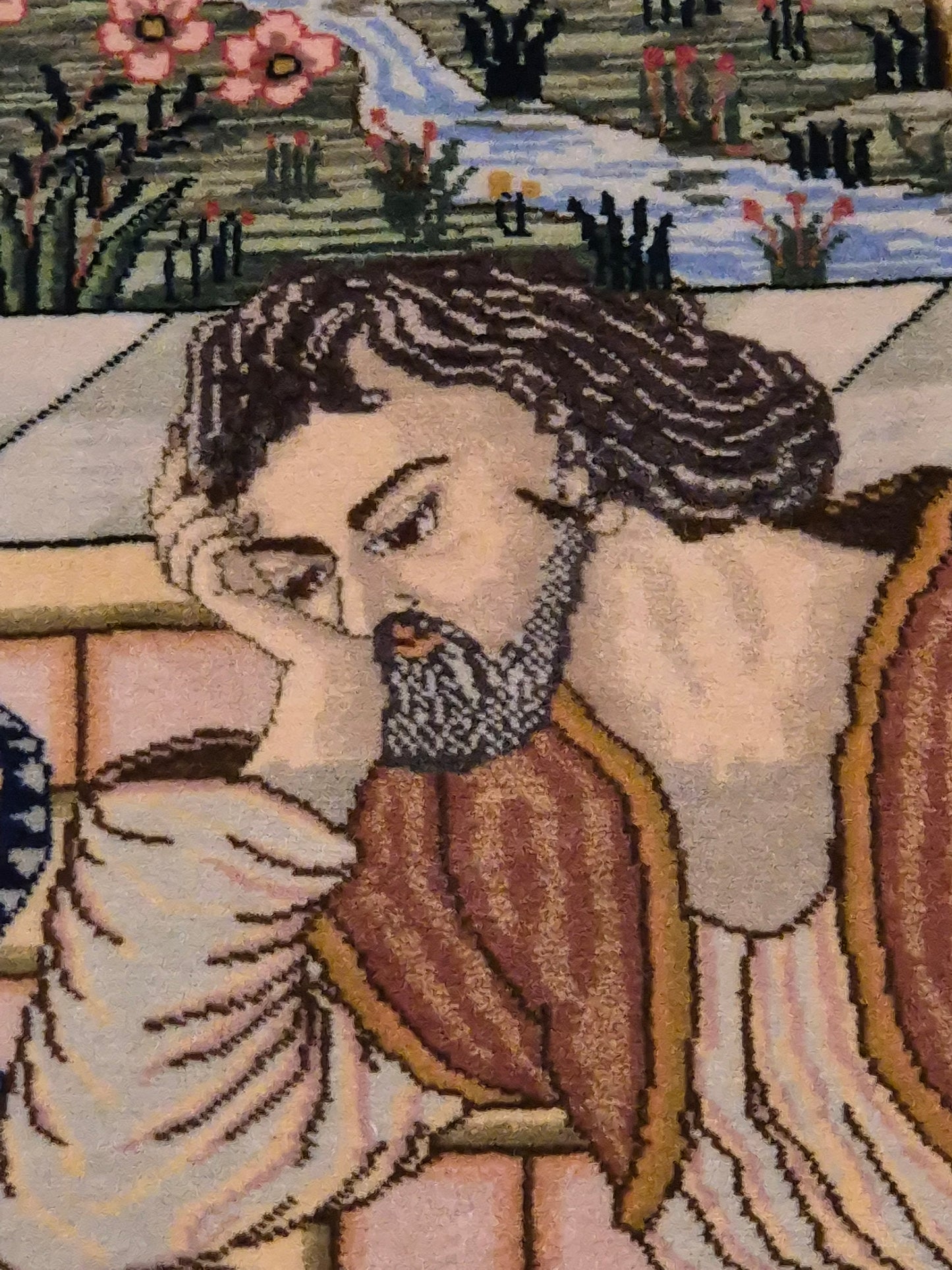 Täbriz Teppich – Korkwolle, figürliche Darstellung, feine Knüpfung