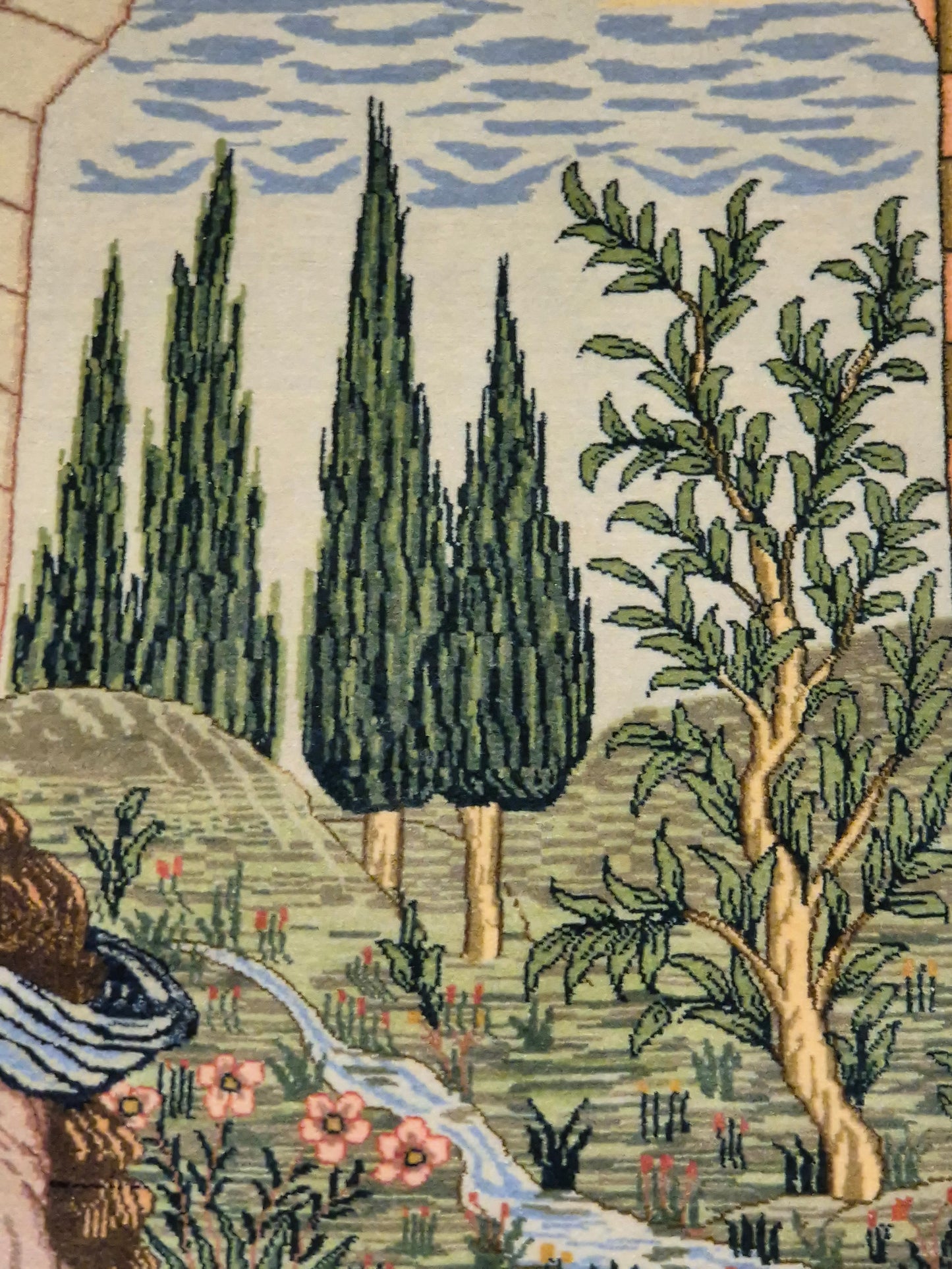 Täbriz Teppich – Korkwolle, figürliche Darstellung, feine Knüpfung