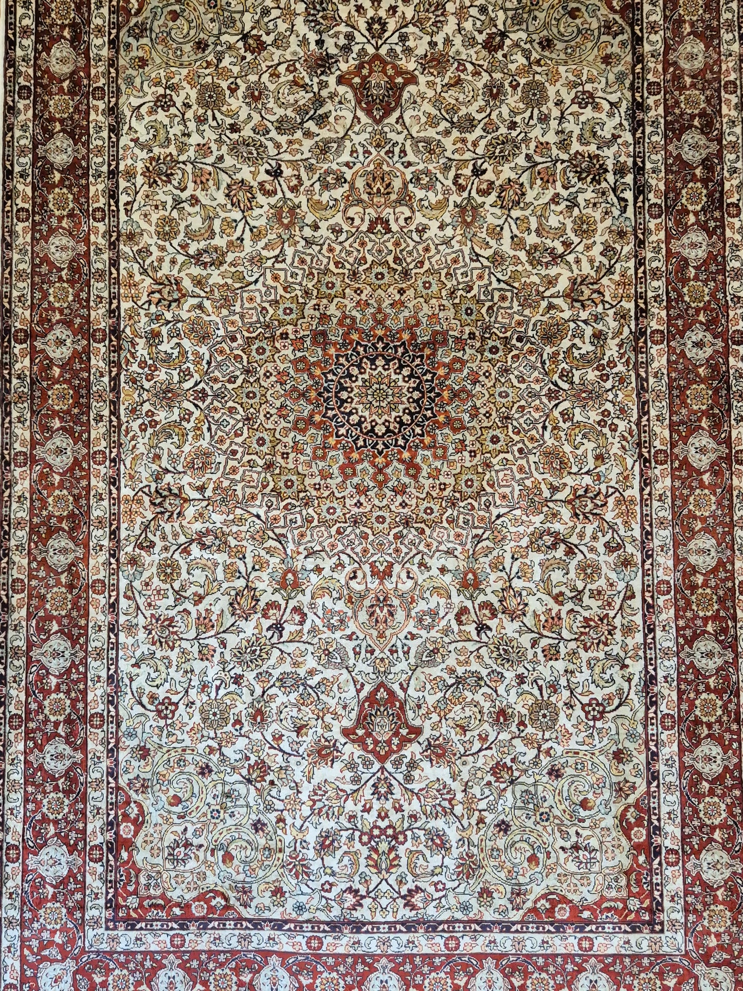 Feiner Hereke Teppich – Seide auf Seide, Medaillon, exklusive Knüpfung