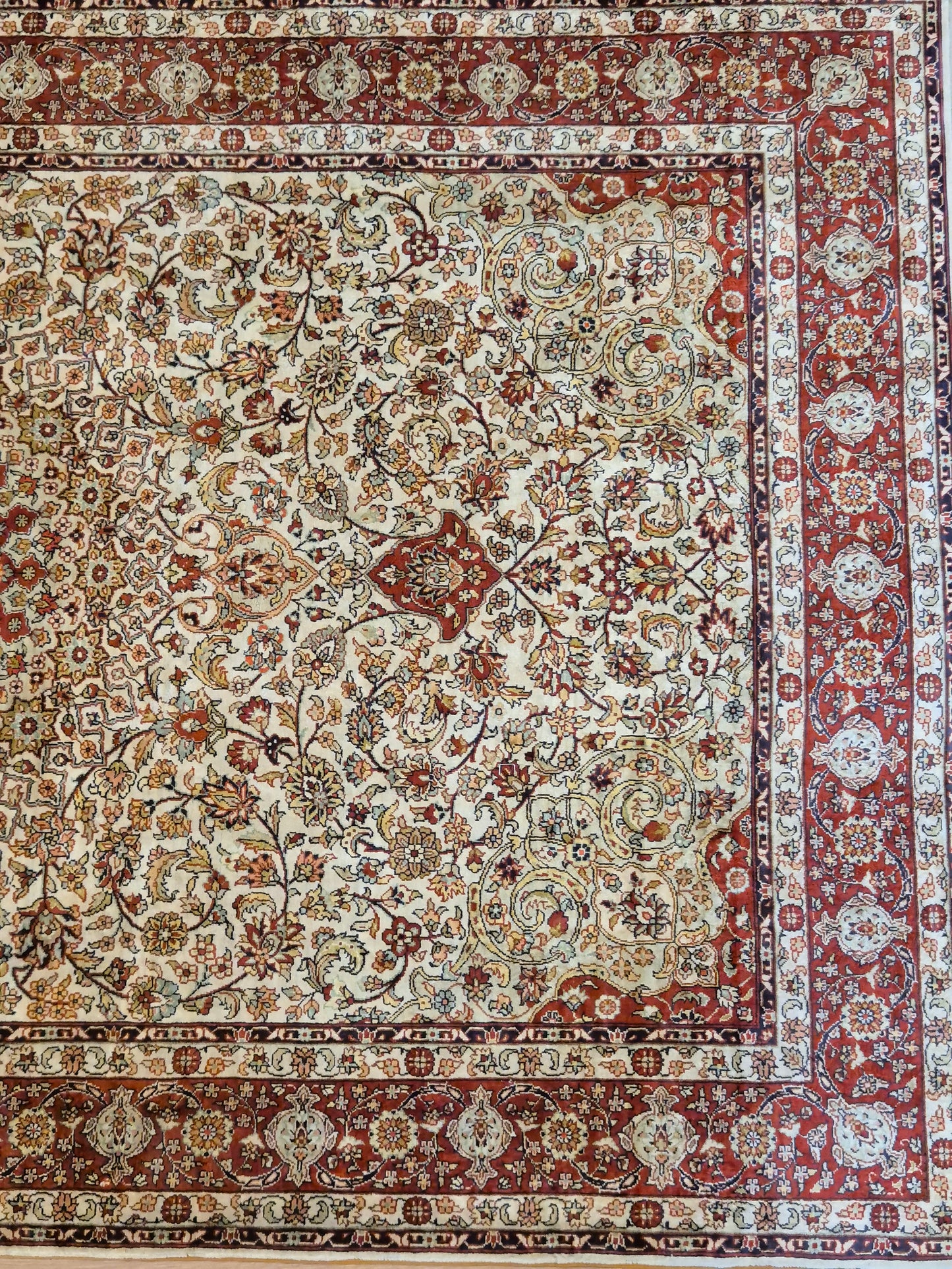 Feiner Hereke Teppich – Seide auf Seide, Medaillon, exklusive Knüpfung