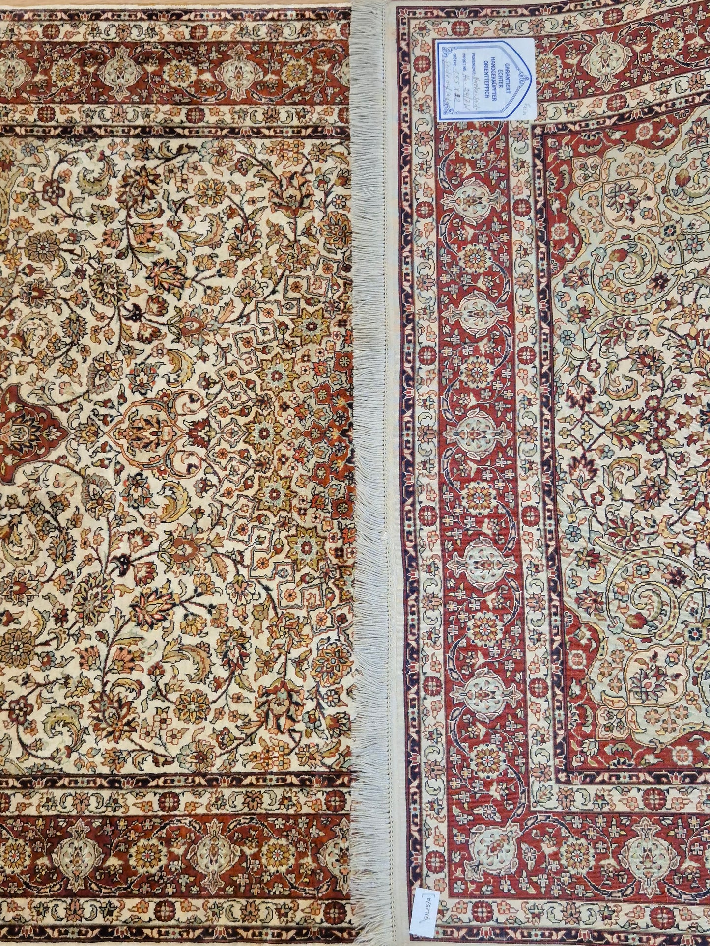 Feiner Hereke Teppich – Seide auf Seide, Medaillon, exklusive Knüpfung