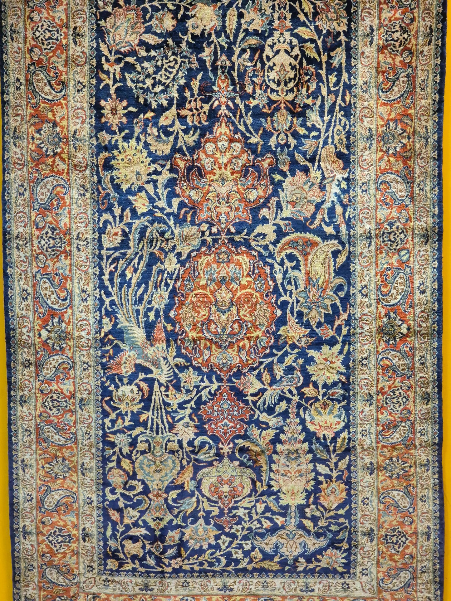 Hereke Teppich – Seide auf Seide, florales Muster, feine Knüpfung