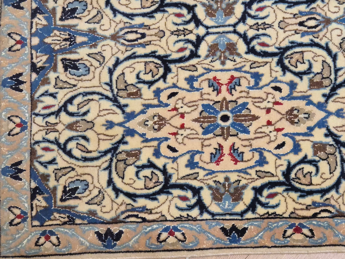 Nain Läufer – Korkwolle, Medaillon-Design, klassische Eleganz