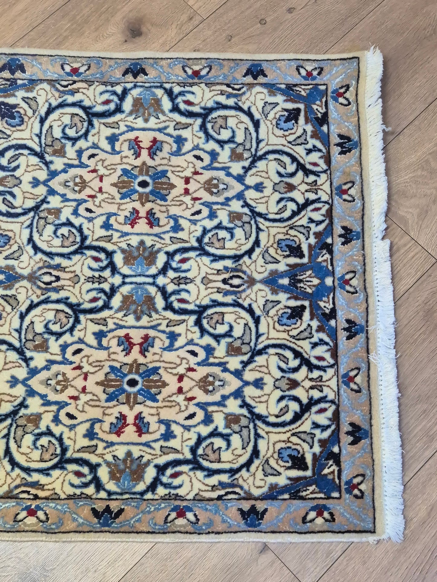 Nain Läufer – Korkwolle, Medaillon-Design, klassische Eleganz