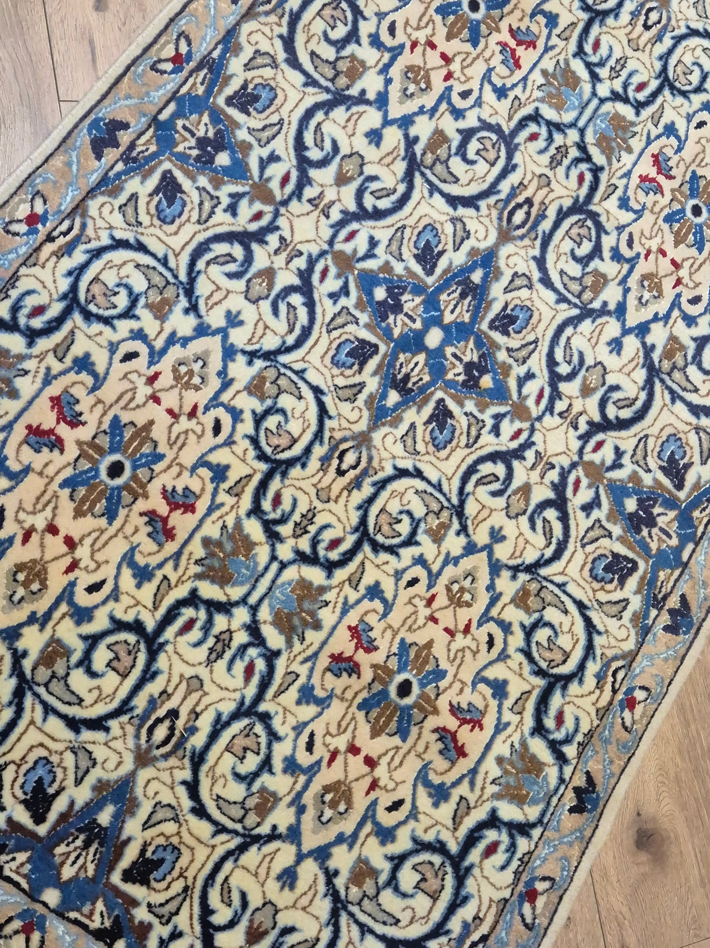 Nain Läufer – Korkwolle, Medaillon-Design, klassische Eleganz