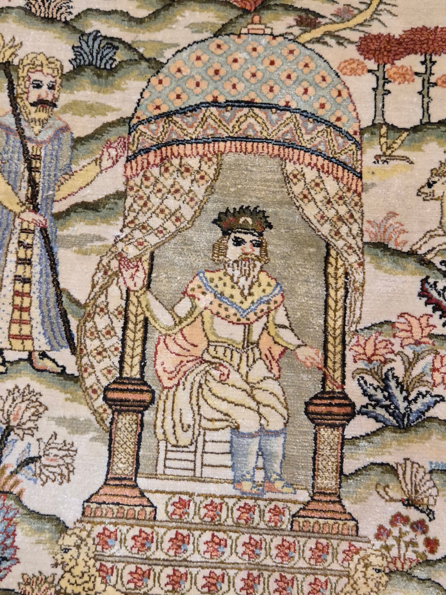 Ghom Teppich Seide auf Seide figürliche Darstellung feine Knüpfung