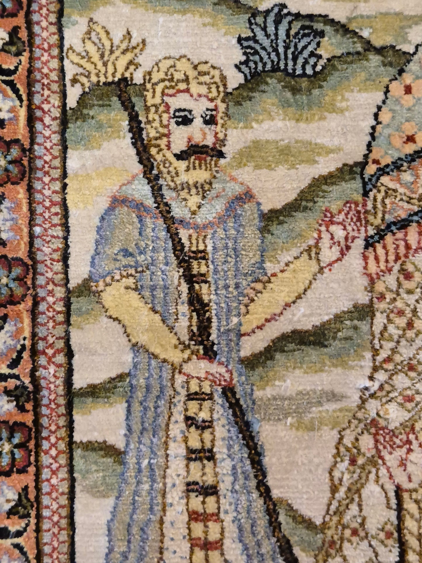 Ghom Teppich Seide auf Seide figürliche Darstellung feine Knüpfung