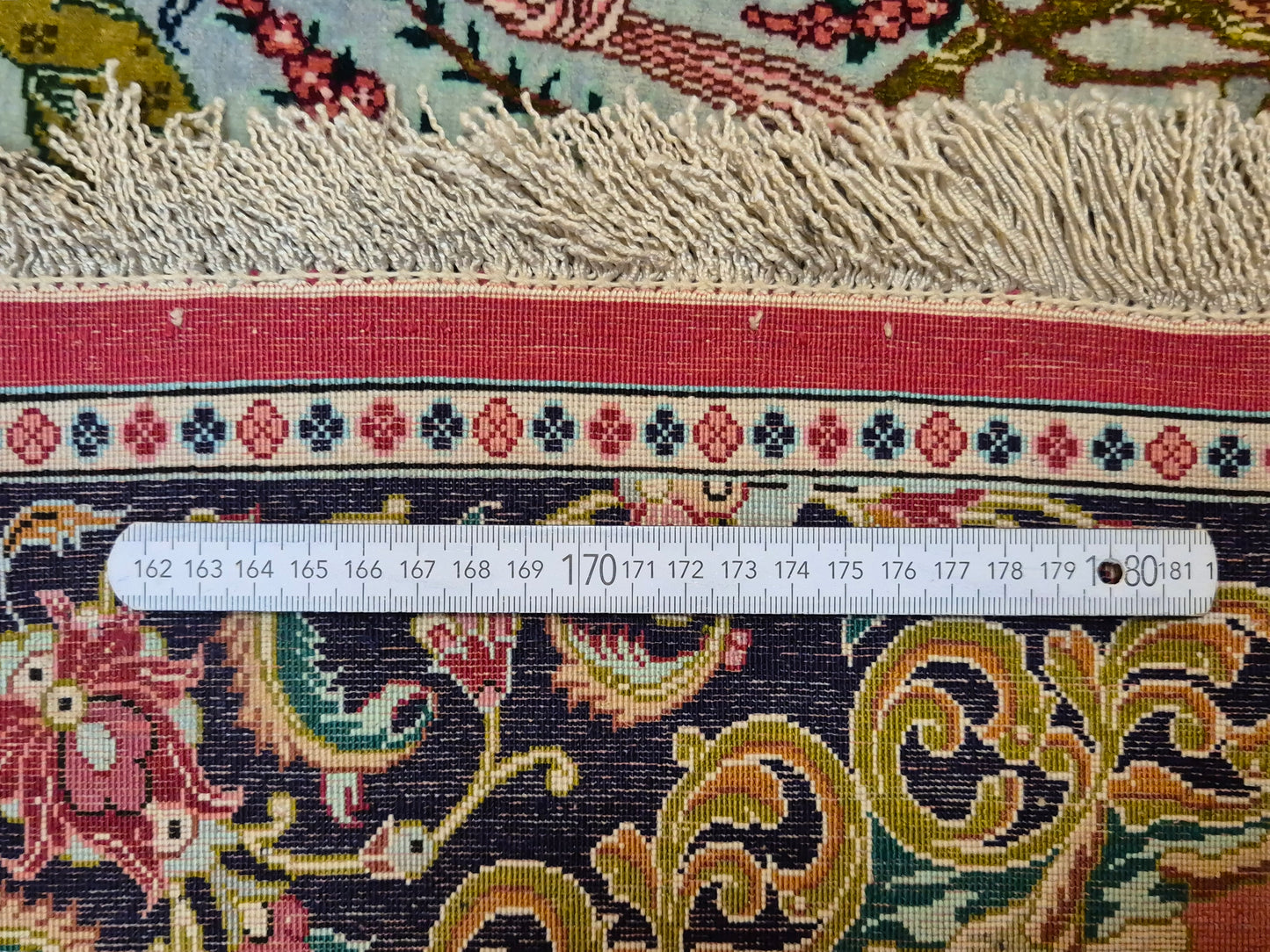 Ghom Teppich reine Seide figürliche Darstellung feine Knüpfung