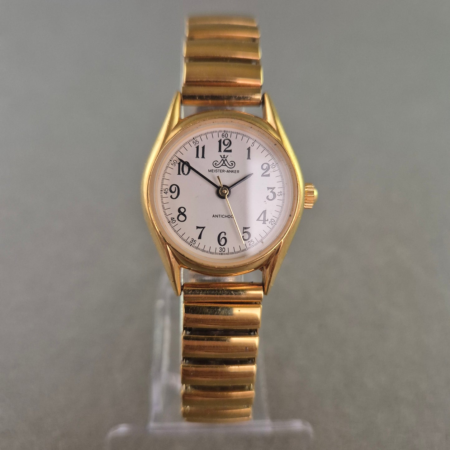 Meister Anker Damen Uhr – Klassisches Design mit goldfarbenem Flexband