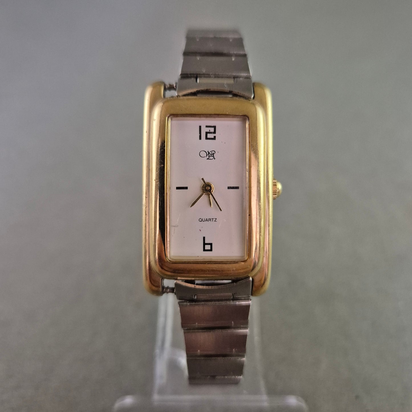 Elegante Damen Uhr – Rechteckiges Design mit Bicolor-Armband
