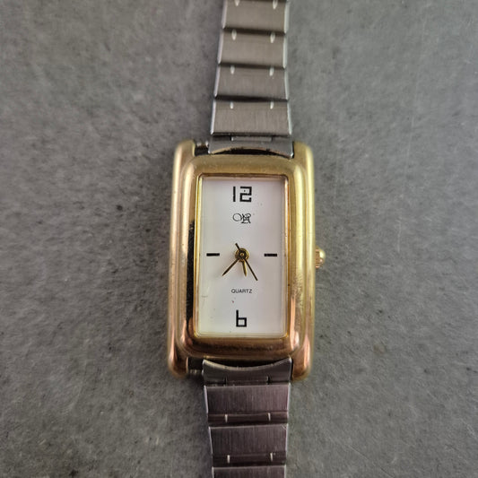 Elegante Damen Uhr – Rechteckiges Design mit Bicolor-Armband